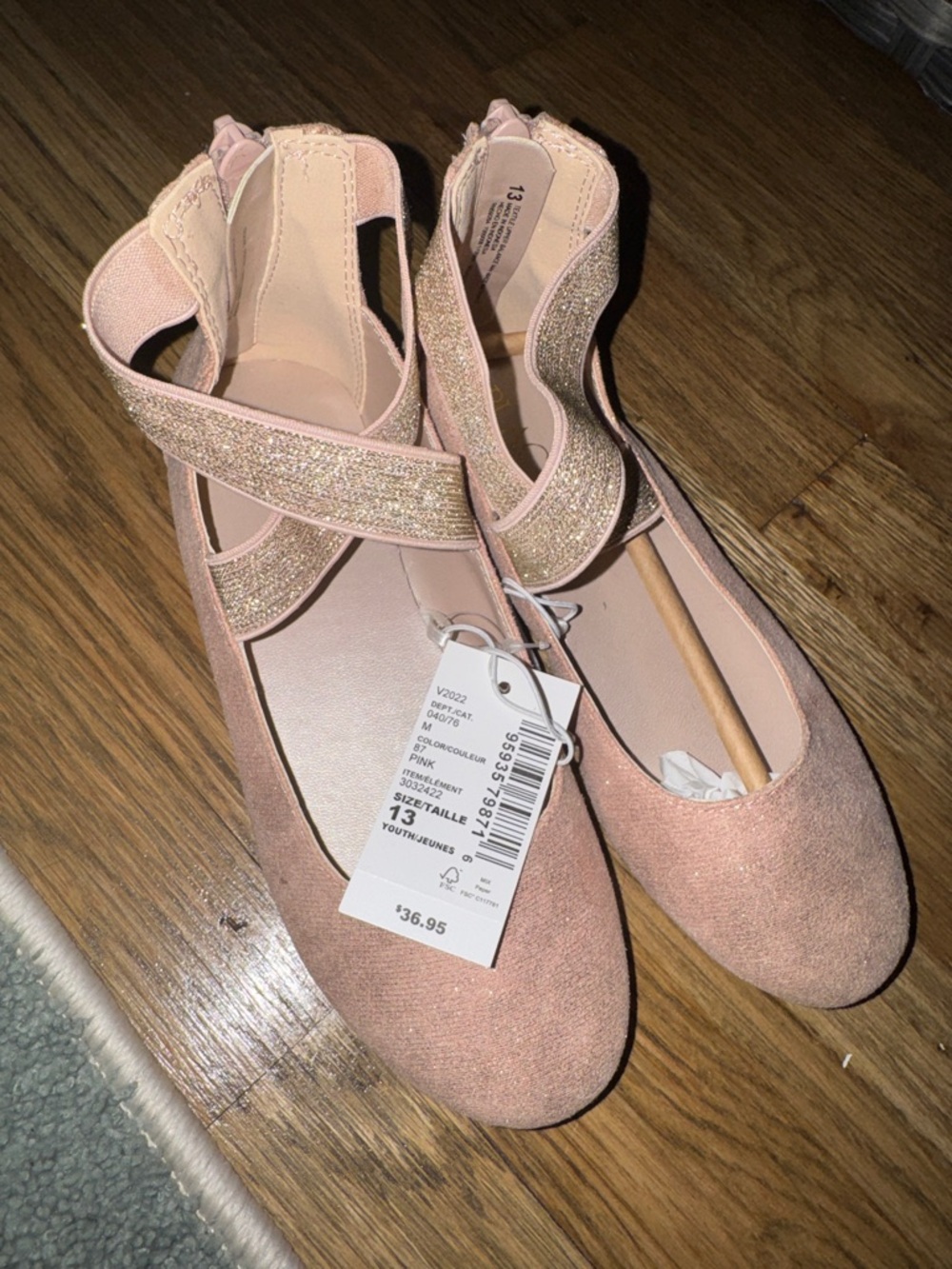 The Children's Place Rose Gold Glitter Strap Ballet Flats